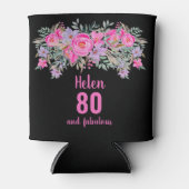 Rafraîchisseur Pour Canette 80e anniversaire noir rose floral boîte froide (Devant)