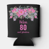 Rafraîchisseur Pour Canette 80e anniversaire noir rose floral boîte froide (Dos)