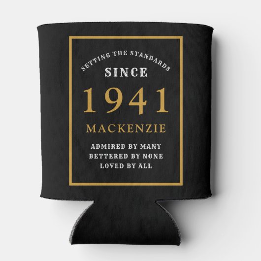 Rafraîchisseur Pour Canette 80e anniversaire personnalisé 1941 Elégant Black G (Dos)