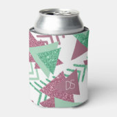 Rafraîchisseur Pour Canette 80s Abstraits frais | Monogramme rose et vert (Can devant)