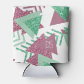 Rafraîchisseur Pour Canette 80s Abstraits frais | Monogramme rose et vert (Devant)