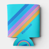 Rafraîchisseur Pour Canette 80s Neon Ocean Sky Stripes with Name (Dos)