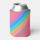 Rafraîchisseur Pour Canette 80s Neon Sunrise Stripes with Name (Can devant)