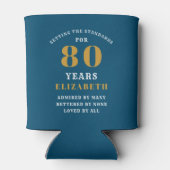 Rafraîchisseur Pour Canette 80th Birthday Blue And Gold Ajouter Votre Nom (Dos)