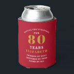 Rafraîchisseur Pour Canette 80th Birthday Red And Gold Ajouter Votre Nom<br><div class="desc">Gardez ces boissons de fête du 80e anniversaire cool avec ce schéma de couleurs classique de rouge et or peut refroidir. Modifiez facilement le texte avec le modèle fourni. Découvrez notre gamme de cadeaux d'anniversaire et des idées d'offre de fête pour plus de grands designs.</div>