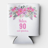 Rafraîchisseur Pour Canette 90e anniversaire floral rose peut refroidir (Devant)