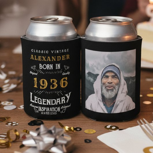 Rafraîchisseur Pour Canette 90e anniversaire personnalisé Ajouter un nom Année