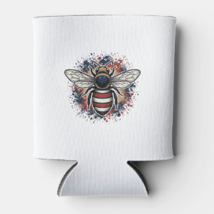 Rafraîchisseur Pour Canette Abeille patriotique gravure vintage vecteur concep