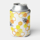 Rafraîchisseur Pour Canette Abeilles de miel : Motif d'aquarelle jaune (Can devant)