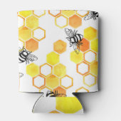 Rafraîchisseur Pour Canette Abeilles de miel : Motif d'aquarelle jaune (Dos)