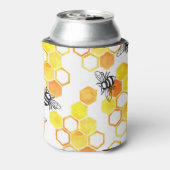 Rafraîchisseur Pour Canette Abeilles de miel : Motif d'aquarelle jaune (Can Dos)