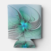 Rafraîchisseur Pour Canette Abstrait De Bleu, Art Fractal Moderne (Dos)