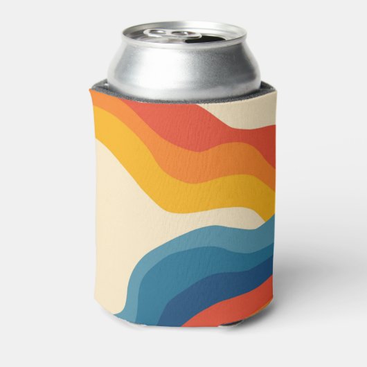 Rafraîchisseur Pour Canette Abstrait les années 70 rétro Bleu Bleu Bleu Verre (Can Dos)