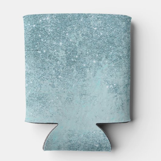 Rafraîchisseur Pour Canette Abstrait moderne en parties scintillant turquoise (Dos)