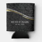 Rafraîchisseur Pour Canette Accents Noir Damas Argent & Or (Devant)