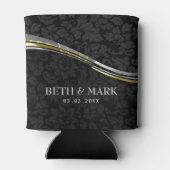 Rafraîchisseur Pour Canette Accents Noir Damas Argent & Or (Dos)