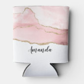 Rafraîchisseur Pour Canette Agate rose vierge avec ruban or Élégant (Devant)