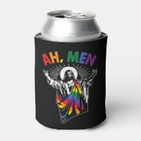Ah Men Funny LGBT Gay pride Jesus Rainbow Flag Chr