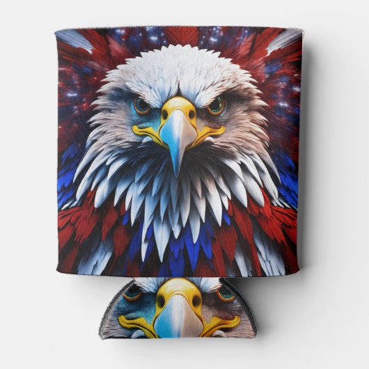 Rafraîchisseur Pour Canette Aigles fractales patriotiques Tee (Devant)