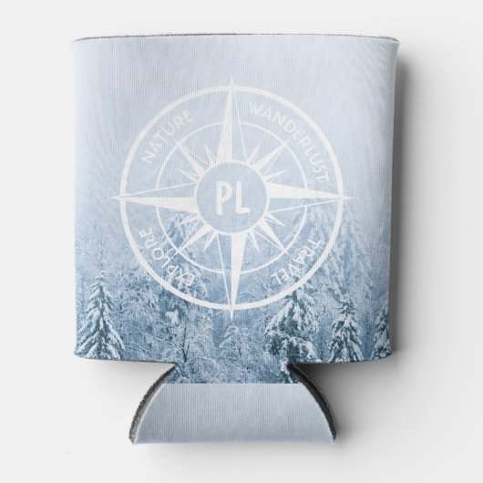 Rafraîchisseur Pour Canette Aiguille de compas monogramme forêt d'épinette d'h (Devant)