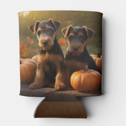 Rafraîchisseur Pour Canette Airedale Chiot Automne Citrouille délice (Dos)