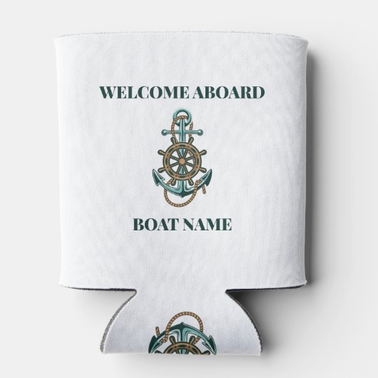 Rafraîchisseur Pour Canette Ajouter Nom de bateau Ancre nautique (Dos)