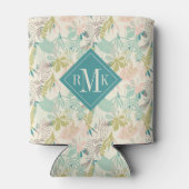 Rafraîchisseur Pour Canette Ajouter votre monogramme | Modèle floral moderne (Dos)