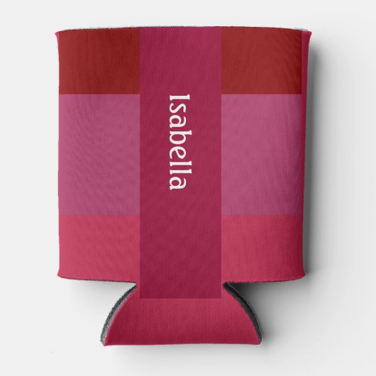 Rafraîchisseur Pour Canette Ajouter Votre Nom Gras Rouge & Rose (Devant)