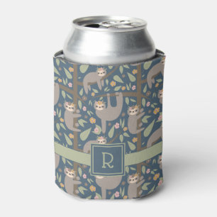 Rafraîchisseur Pour Canette Ajoutez votre motif floral mignon initial de