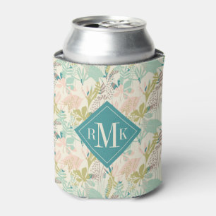 Rafraîchisseur Pour Canette Ajoutez votre motif floral moderne du monogramme