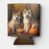 Rafraîchisseur Pour Canette Akita Puppy Citrouille d'automne (Devant)
