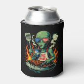 Rafraîchisseur Pour Canette Alien Patriotique Drôle Grillant au Barbecue Améri (Can devant)