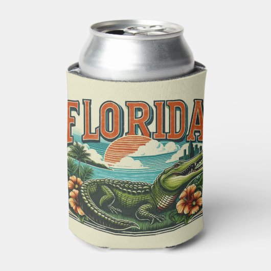 Rafraîchisseur Pour Canette Alligator de Floride rétro (Can devant)