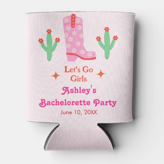 Rafraîchisseur Pour Canette Allons-y les Filles Rose Cowgirl Enterrement de Vi (Devant)