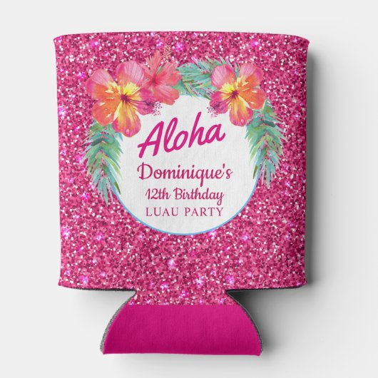 Rafraîchisseur Pour Canette Aloha Luau Tropical Hibiscus Parties scintillant r (Dos)