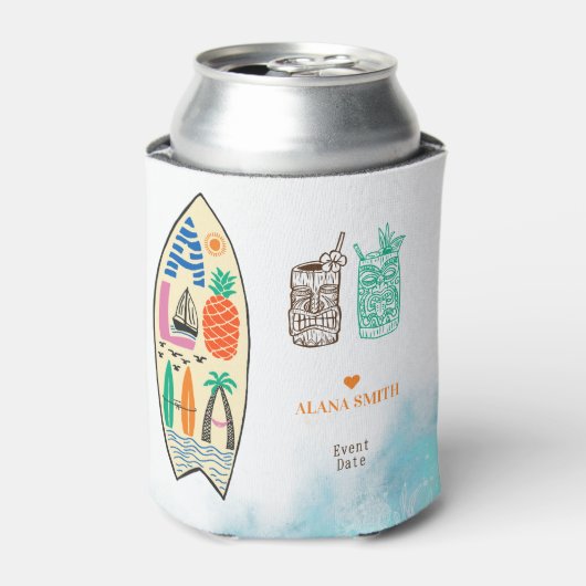 Rafraîchisseur Pour Canette Aloha TIKI Surfboard Tropical Luau Hawaiian Party (Can devant)