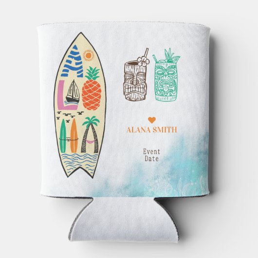 Rafraîchisseur Pour Canette Aloha TIKI Surfboard Tropical Luau Hawaiian Party (Dos)