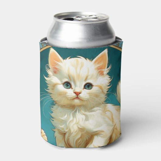 Rafraîchisseur Pour Canette Alphonse Mucha Art Nouveau Chat Blanc (Can devant)