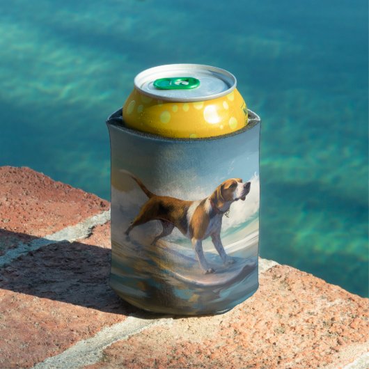 Rafraîchisseur Pour Canette American Engligh Foxhound Beach Surfing Paining (Piscine in situ)
