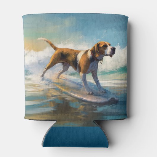 Rafraîchisseur Pour Canette American Engligh Foxhound Beach Surfing Paining (Dos)