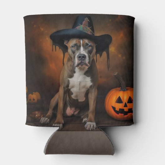 Rafraîchisseur Pour Canette American Staffordshire Citrouille Halloween effray (Dos)