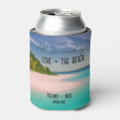 Rafraîchisseur Pour Canette Amour + La Plage Mariage Jour Favoriser (Can devant)