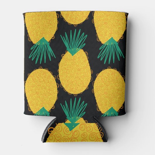 Rafraîchisseur Pour Canette Ananas abstrait : motif d'été tropical. (Devant)