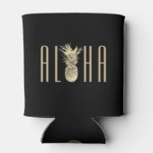 Rafraîchisseur Pour Canette Ananas Aloha Tropical Gold Typographie Noir (Dos)