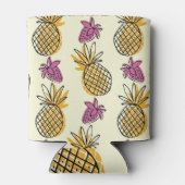 Rafraîchisseur Pour Canette Ananas, fraise design textile vintage. (Dos)