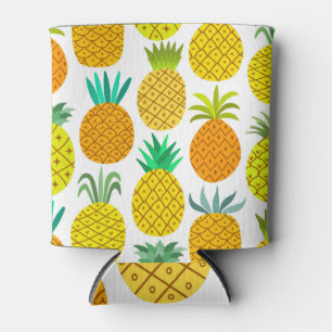 Rafraîchisseur Pour Canette Ananas Isolé : Motif Vintage sans joint.