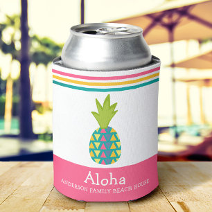 Rafraîchisseur Pour Canette Ananas tropical Aloha Beach House Luau Rose