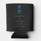 Rafraîchisseur Pour Canette Ananas Tropical moderne Mariage noir bleu (Dos)