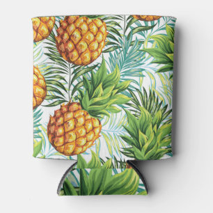 Rafraîchisseur Pour Canette Ananas vintage : Motif Floral sans joint.