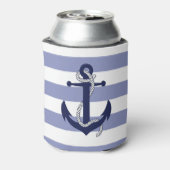 Rafraîchisseur Pour Canette Ancrage bleu marine nautique avec corde/bande bleu (Can Dos)